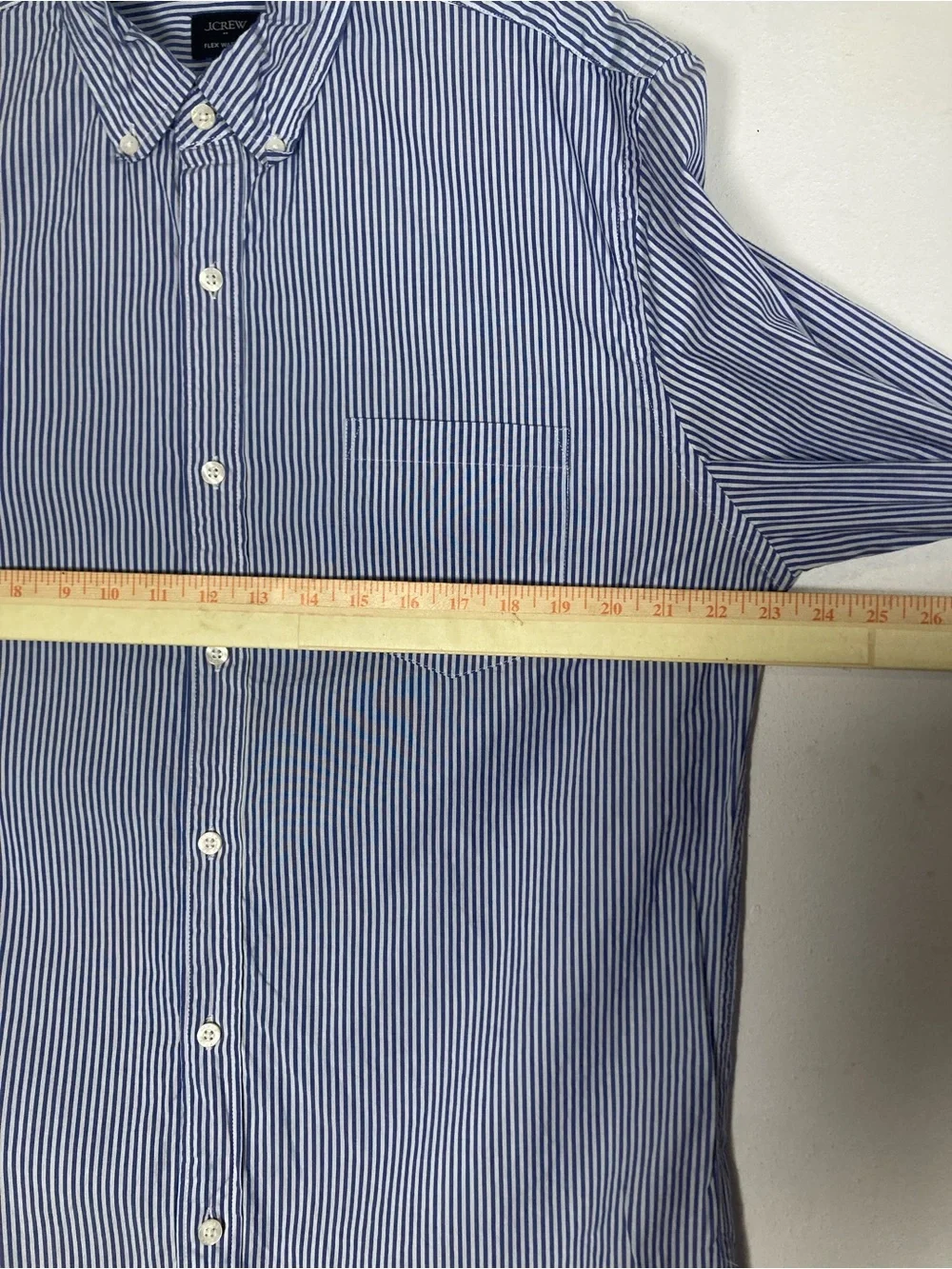 J.Crew Flex Washed Classic Fit Blue White Striped Shirt Men's Size M Office